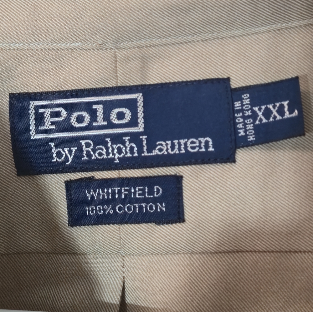 Polo Ralph Lauren XXL Whitfield Khaki Cotton Button Down Quiet Luxury Classic - Picture 2 of 8
